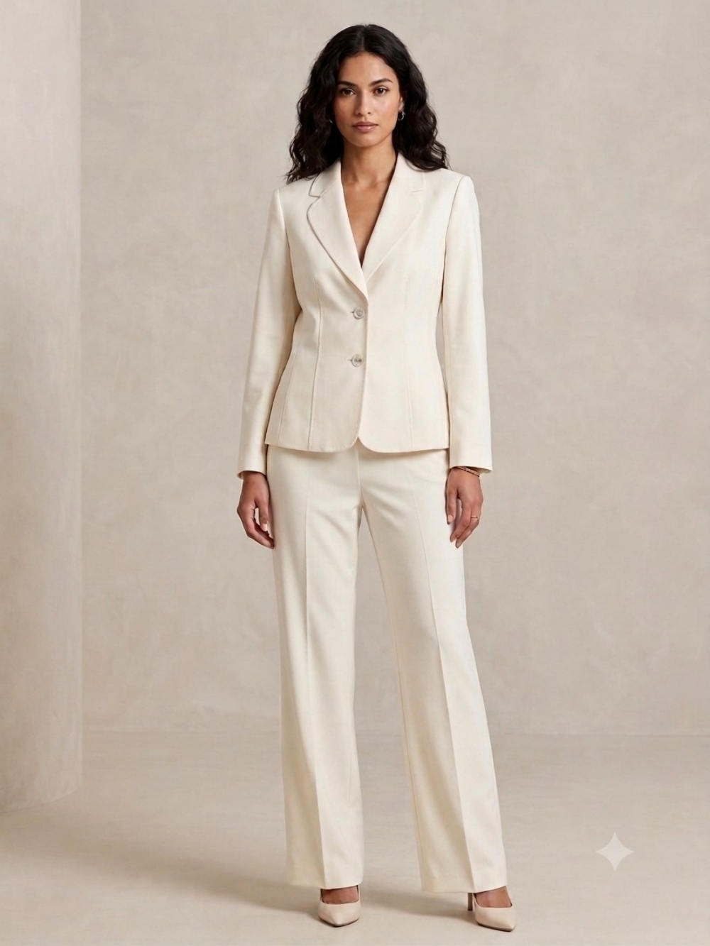 Ann Taylor Ivory Tailored Blazer & Matching Pants